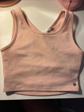 Roxy Light Pink Ribbed Cropped Tank